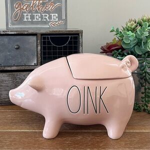 New Rae Dunn Pink OINK Pig Ceramic Canister